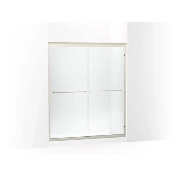 KOHLER Fluence 59.625 in. W x 70.28 in. H Sliding Frameless Bathtub Door in Anodized Matte Nickel with Crystal Clear Glass