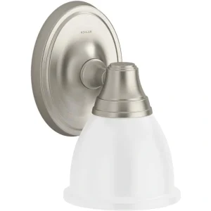 KOHLER Forte 1 Light Brushed Nickel Indoor Bathroom Wall Sconce, Position Facing Up or Down, UL Listed