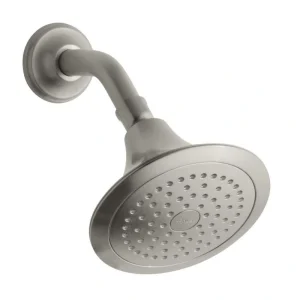 KOHLER Forte 1-Spray 5.5 in. Single Wall Mount Fixed Rain Shower Head in Vibrant Brushed Nickel