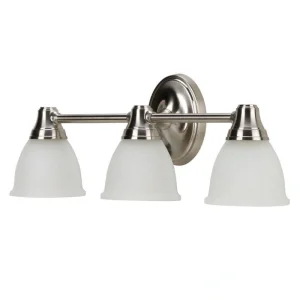 KOHLER Forte 3 Light Brushed Nickel Indoor Bathroom Vanity Light Fixture, Position Facing Up or Down, UL Listed