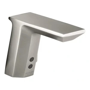 KOHLER Geometric Hybrid Energy Touchless Single Hole Bathroom Faucet in Vibrant Stainless