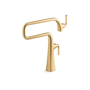 KOHLER Graze Deck Mount Pot Filler Faucet in Vibrant Brushed Moderne Brass