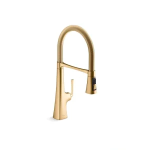 KOHLER Graze Semi-Professional Single-Handle Pull Down Sprayer Kitchen Faucet in Vibrant Brushed Moderne Brass