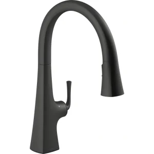KOHLER Graze Single-Handle Touchless Pull Down Sprayer Kitchen Faucet in Matte Black