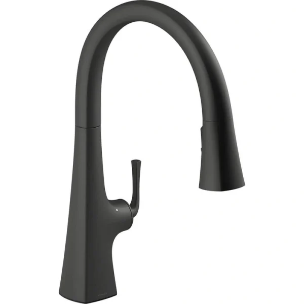 KOHLER Graze Single-Handle Touchless Pull Down Sprayer Kitchen Faucet in Matte Black