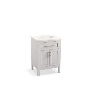 KOHLER Hadron 24.75in. Single Sink Freestanding Atmos Grey Bath Vanity with White Quartz Top Assembled