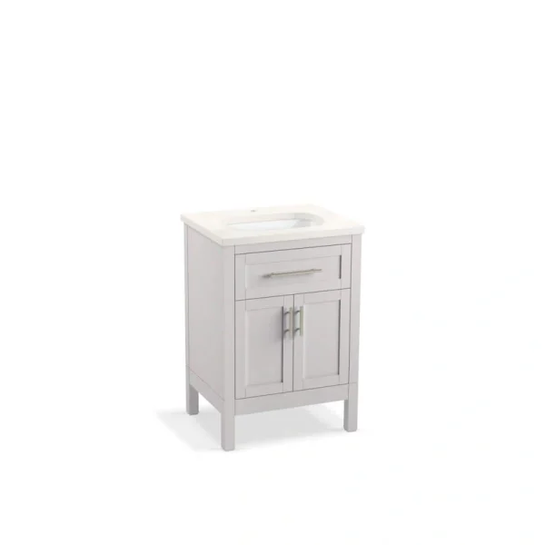 KOHLER Hadron 24.75in. Single Sink Freestanding Atmos Grey Bath Vanity with White Quartz Top Assembled
