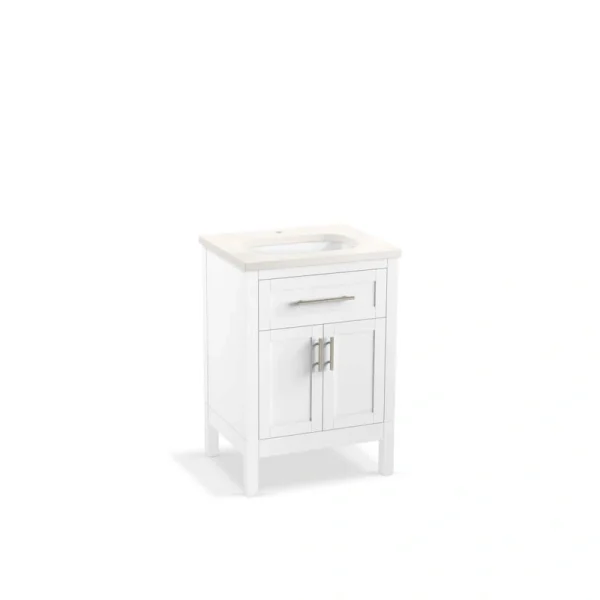 KOHLER Hadron 24.75in. Single Sink Freestanding White Bath Vanity with White Quartz Top Assembled