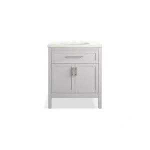 KOHLER Hadron 30.75in. Single Sink Freestanding Atmos Grey Bath Vanity with White Quartz Top Assembled