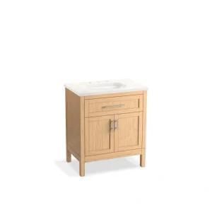 KOHLER Hadron 30.75in. Single Sink Freestanding Light Oak Bath Vanity with White Quartz Top Assembled