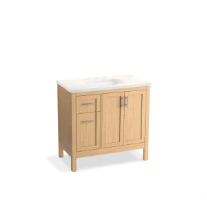 KOHLER Hadron 36.72in. Single Sink Freestanding Light Oak Bath Vanity with White Quartz Top Assembled