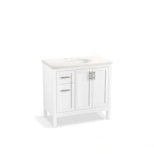 KOHLER Hadron 36.72in. Single Sink Freestanding White Bath Vanity with White Quartz Top Assembled