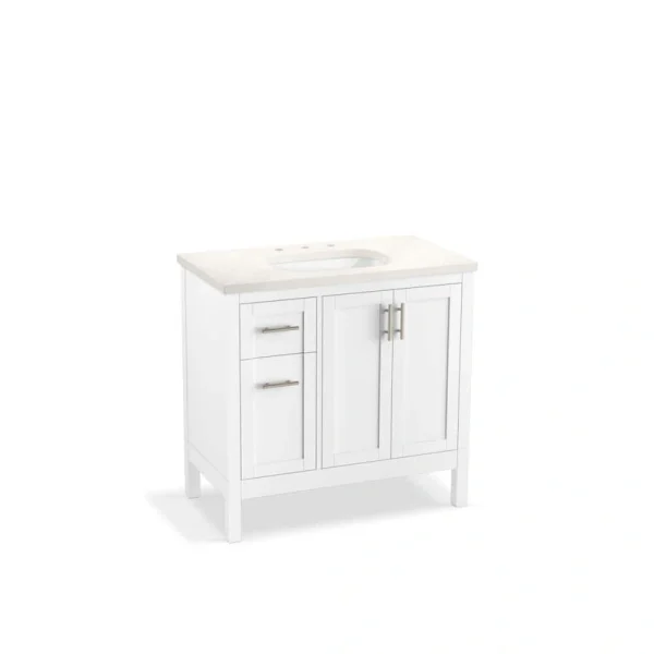 KOHLER Hadron 36.72in. Single Sink Freestanding White Bath Vanity with White Quartz Top Assembled