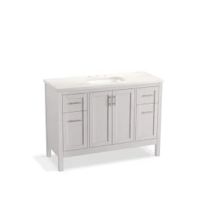 KOHLER Hadron 48.75in. Single Sink Freestanding Atmos Grey Bath Vanity with White Quartz Top Assembled
