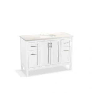 KOHLER Hadron 48.75in. Single Sink Freestanding White Bath Vanity with White Quartz Top Assembled