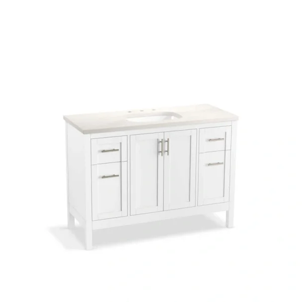 KOHLER Hadron 48.75in. Single Sink Freestanding White Bath Vanity with White Quartz Top Assembled