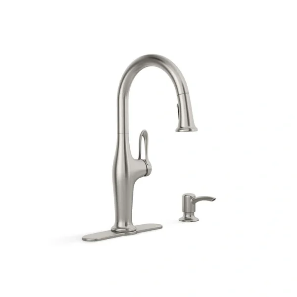 KOHLER Hamelin Single Handle Pull Down Sprayer Kitchen Faucet in Vibrant Stainless Steel