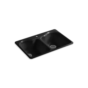 KOHLER Hartland 33 in. Drop-in Double Bowl Black Kitchen Sink