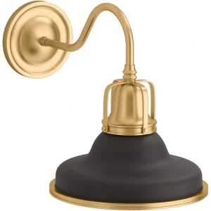 KOHLER Hauksbee 1-Light 10 in. W Black with Brass Trim Sconce