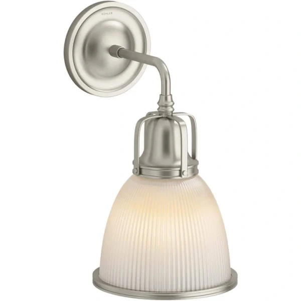 KOHLER Hauksbee 1 Light Brushed Nickel Indoor Bell Wall Sconce, 14″ Tall, UL Listed