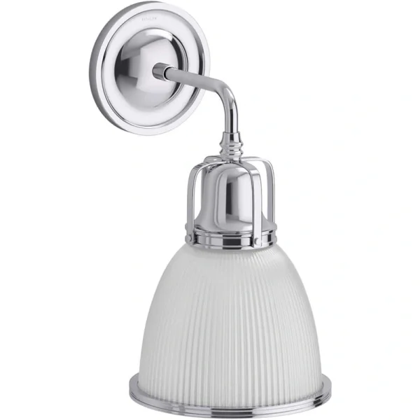 KOHLER Hauksbee 1 Light Polished Chrome Indoor Bell Wall Sconce, 14″ Tall, UL Listed
