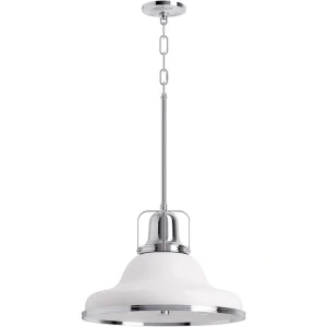 KOHLER Hauksbee 3-Light White with Chrome Trim XL Pendant with Metal Shade