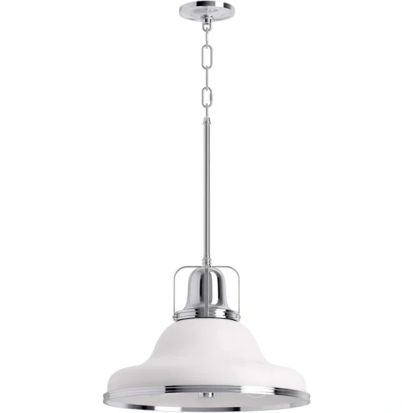 KOHLER Hauksbee 3-Light White with Chrome Trim XL Pendant with Metal Shade
