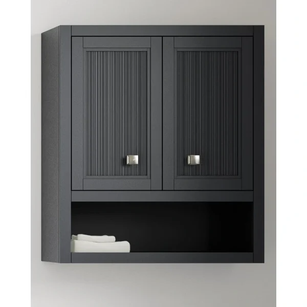 KOHLER Hearthaven 24-in x 28-in x 10-in Slate Grey Soft Close Bathroom Wall Cabinet