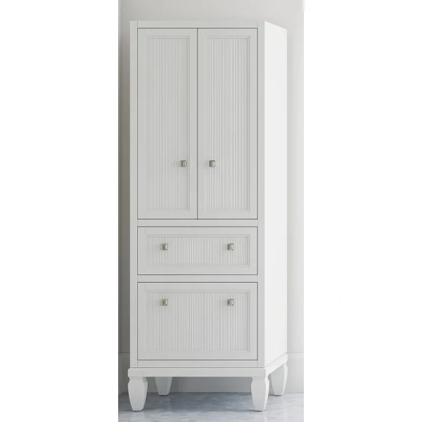 KOHLER Hearthaven 24-in x 70-in x 18-in White Wood Freestanding Soft Close Linen Cabinet