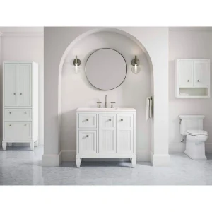 KOHLER Hearthaven 36.56in. Single Sink Freestanding White Bath Vanity with White Quartz Top Assembled