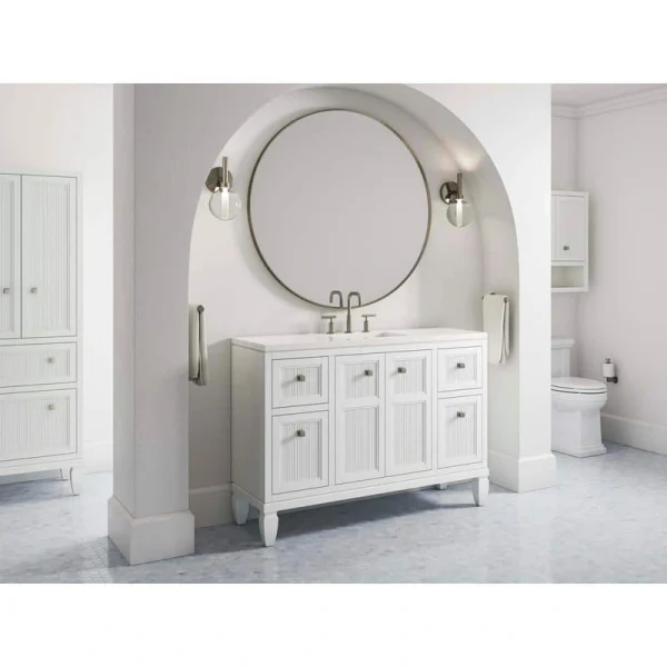 KOHLER Hearthaven 48.56in. Single Sink Freestanding White Bath Vanity with White Quartz Top Assembled