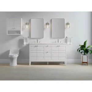 KOHLER Helst 60.12in. Double Sink Freestanding White Bath Vanity with White Quartz Top Assembled
