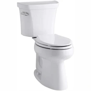 KOHLER Highline 10 in. Rough In 2-Piece 1.28 GPF Single Flush Elongated Toilet in White Seat Not Included T726940637