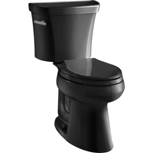 KOHLER Highline 12 in. Rough In 2-Piece 1 GFP Single Flush Elongated Chair Height Toilet in Black Black, Seat Not Included