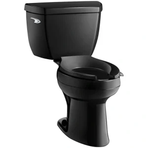 KOHLER Highline Classic 12in. Rough In 2-Piece 1.6 GFP Single Flush Elongated Chair Height Toilet in Black, Seat Not Included
