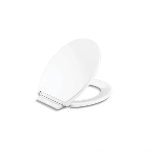 KOHLER Highline Round Grip Tight Bumpers, Soft Close Front Toilet Seat in White