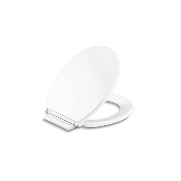 KOHLER Highline Round Grip Tight Bumpers, Soft Close Front Toilet Seat in White