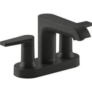 KOHLER Hint Double Handle 4 in. Centerset Bathroom Faucet in Matte Black