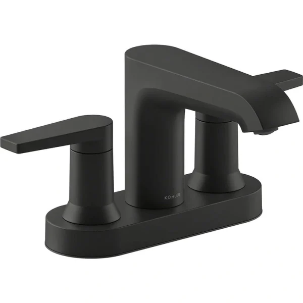 KOHLER Hint Double Handle 4 in. Centerset Bathroom Faucet in Matte Black