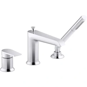 KOHLER Hint Single-Handle Deck-Mount Roman Tub Faucet with Hand Shower in Polished Chrome