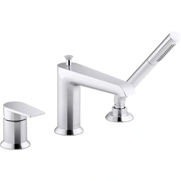 KOHLER Hint Single-Handle Deck-Mount Roman Tub Faucet with Hand Shower in Polished Chrome