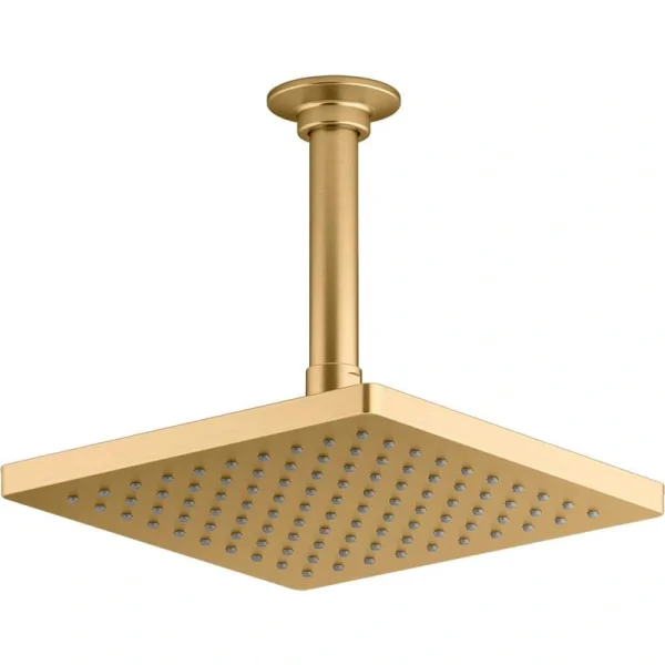 KOHLER Honesty 1-Spray Patterns 2.5 GPM 8 in. Ceiling Mount Fixed Shower Head in Vibrant Brushed Moderne Brass