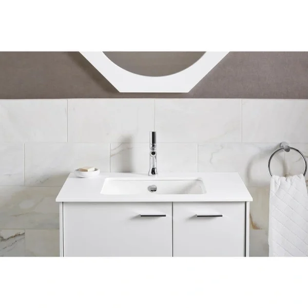 KOHLER Iron Plains 18″ Square Drop-in/Undermount Cast Iron Bathroom Sink in White with Overflow