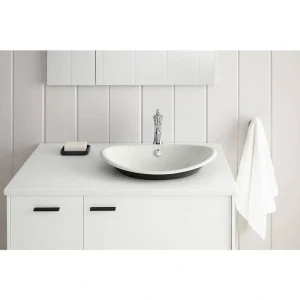 KOHLER Iron Plains 21 in. Oval Vessel Cast Iron Bathroom Sink in White with Black Painted Underside