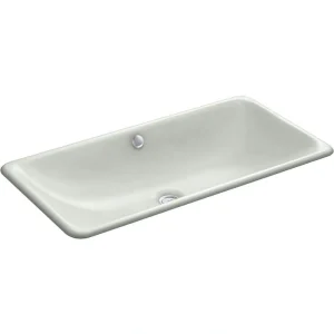 KOHLER Iron Plains 30 in. Drop-In/Under-Mount Cast Iron Bathroom Sink in Sea Salt
