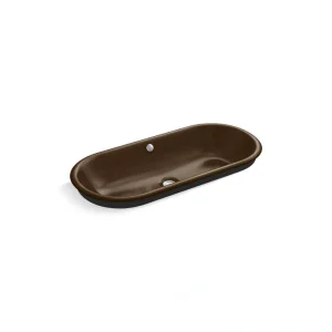 KOHLER Iron Plains 33 in. Drop-In/Under-Mount Cast Iron Bathroom Sink in Black ‘n Tan with Iron Black Painted Underside