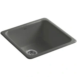 KOHLER Iron/Tones 20.88 in. Drop-In/Undermount Single Bowl Cast Iron Bar Sink in Thunder Grey