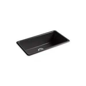 KOHLER Iron/Tones 33 in. Drop-In/Undermount Single Bowl Black Cast Iron Kitchen Sink