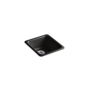 KOHLER Iron/Tones Cast Iron 17 in. Drop-In/Undermount Bar Sink in Black