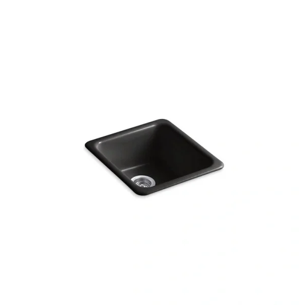 KOHLER Iron/Tones Cast Iron 17 in. Drop-In/Undermount Bar Sink in Black